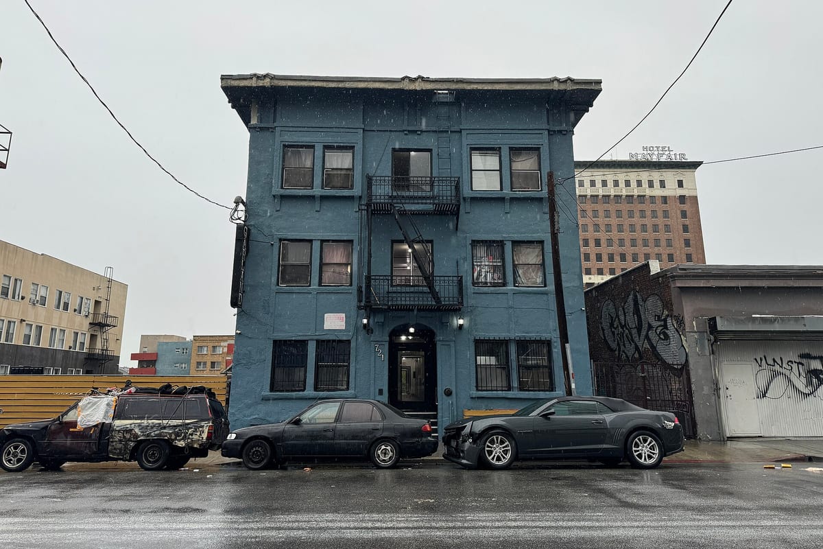 A three-story apartment building in Los Angeles