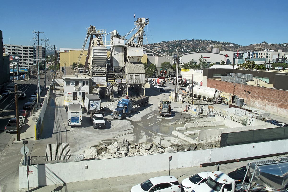 A concrete plant on La Brea Avenue in Los Angeles